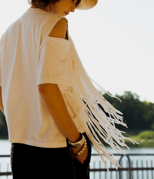 【20%OFF】MARET　天竺 ワッペン ワンショル  TEE（ホワイト）  M25S76