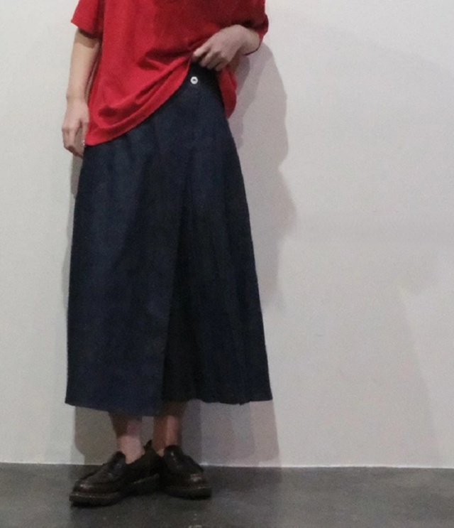 vent blanc　サイドタックデザイン ベイカースカート（インディゴ）VBS261483