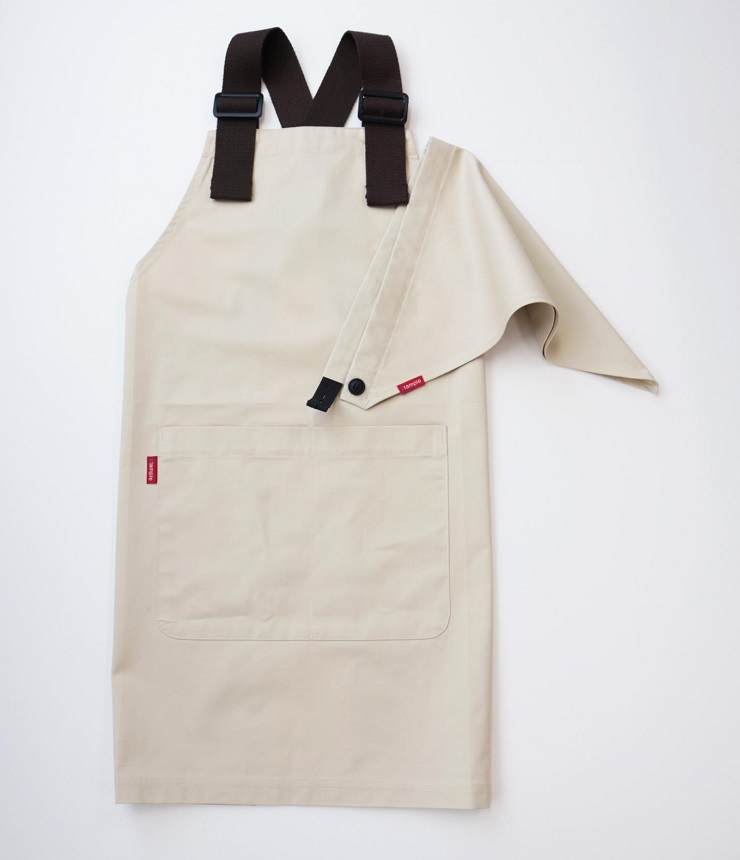 【40%OFF】stample  キッズエプロン&三角巾　ベージュ（120～130センチ）