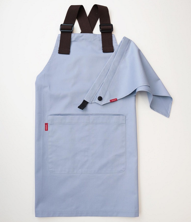 【40%OFF】stample  キッズエプロン&三角巾　サックス（120～130センチ）