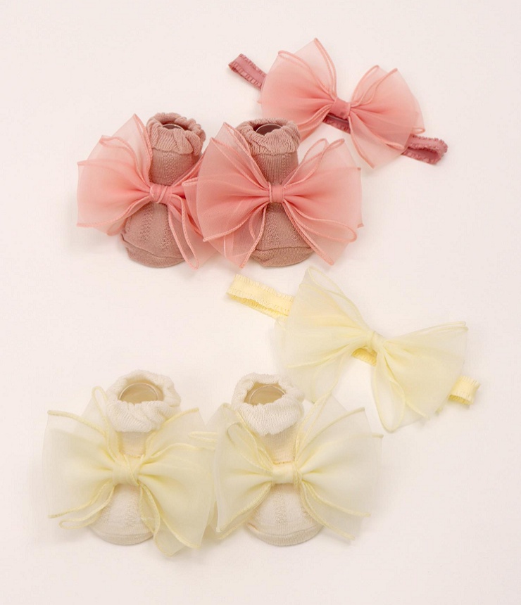 stample　【ヘアバンドつき】オーガンジーリボンカップ入りベビーソックス  73158