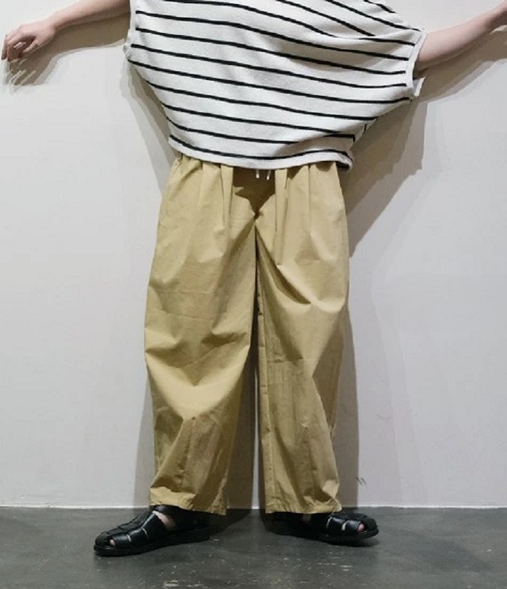 vent blanc　キャンバス タック ワイドパンツ（ベージュ）VBP261514