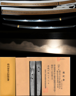 鍋島家伝来にて現存品僅か二振肥前刀史上渾身の最高傑作之合作『肥前国住陸奥守忠吉』『河内守正廣」特別保存刀剣人間国宝小野光敬先生と田野辺道宏先生鞘書