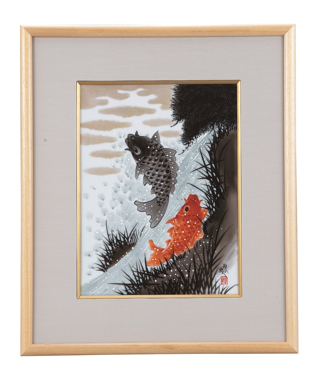 九谷焼  陶額 楽天市場】九谷焼 陶額 色絵翡翠 [汀] / 山岸大成 ＜ 置物 額