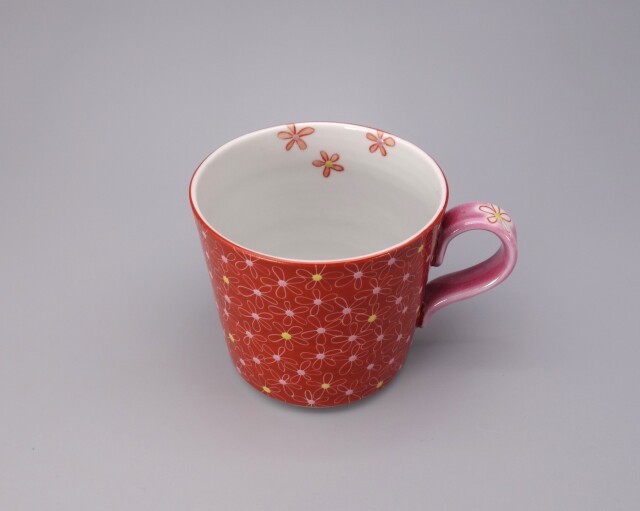 九谷焼 マグカップ 朱巻小花（ピンク） [ 河村澄香 ]