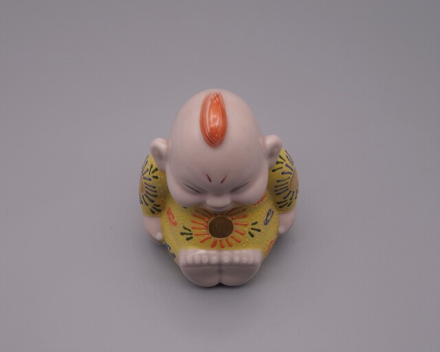 九谷焼 4号ビリケン 黄盛