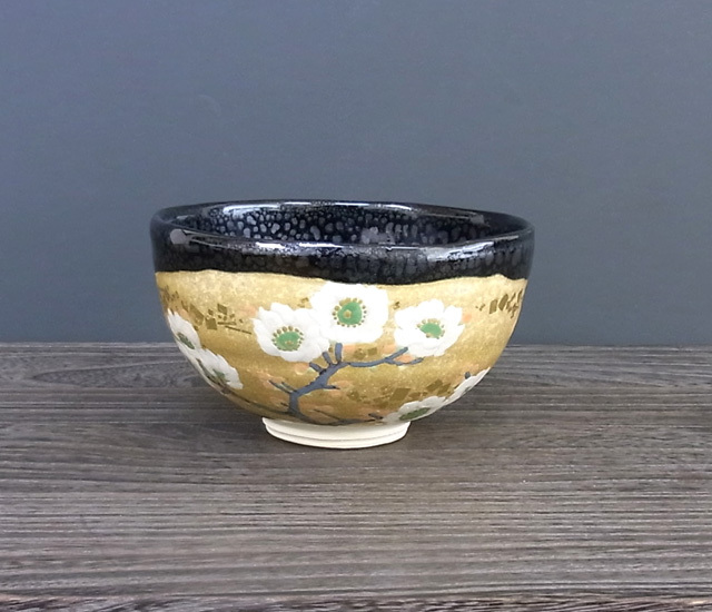抹茶碗　油滴天目梅の図　[ 長谷川塑人 ]