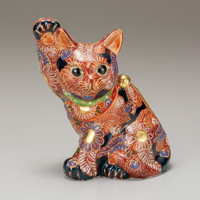 九谷焼　5.5号招猫　盛（右手上げ）9-1633