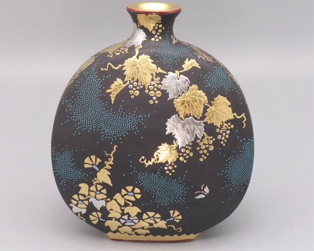 九谷焼花瓶　仲田錦玉