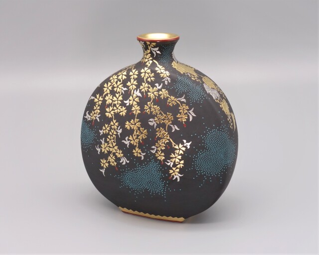 九谷焼花瓶　仲田錦玉