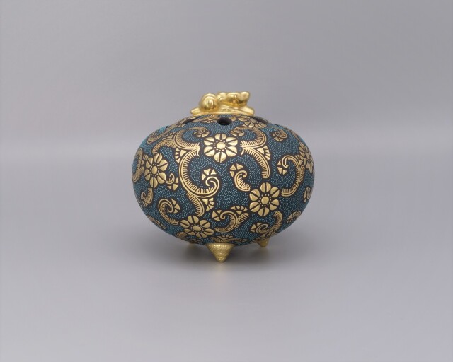 九谷焼香炉　仲田錦玉