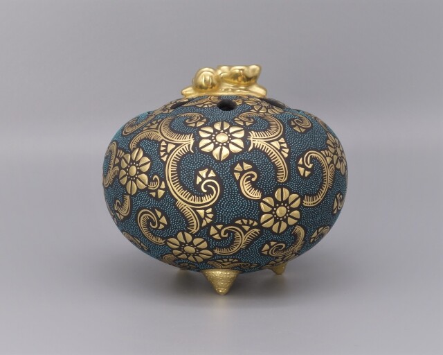 九谷焼香炉　仲田錦玉