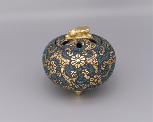 九谷焼香炉　仲田錦玉