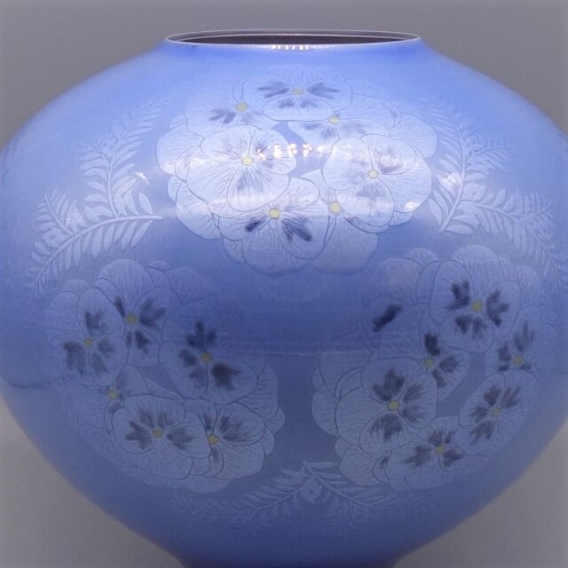 九谷焼花瓶　中田一於