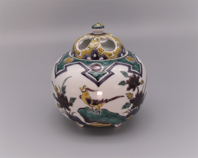 九谷焼香炉　銀泉窯　三浦晃禎