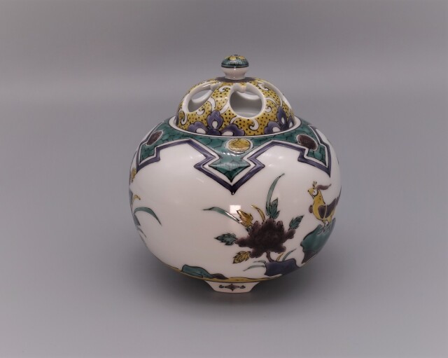 九谷焼香炉　銀泉窯　三浦晃禎