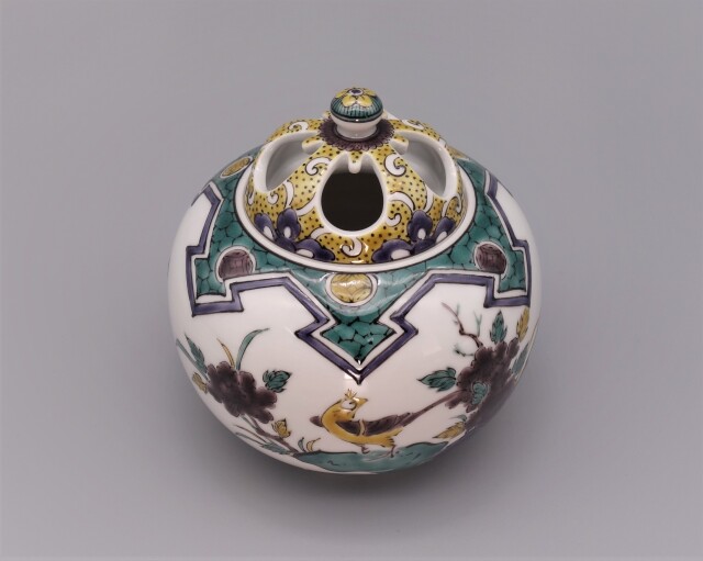 九谷焼香炉　銀泉窯　三浦晃禎