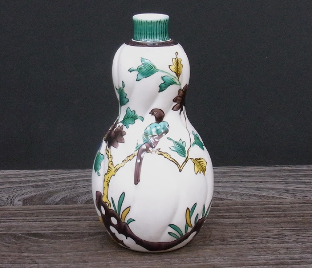 組徳利 古九谷花鳥 [ 二代 徳田八十吉 ] 