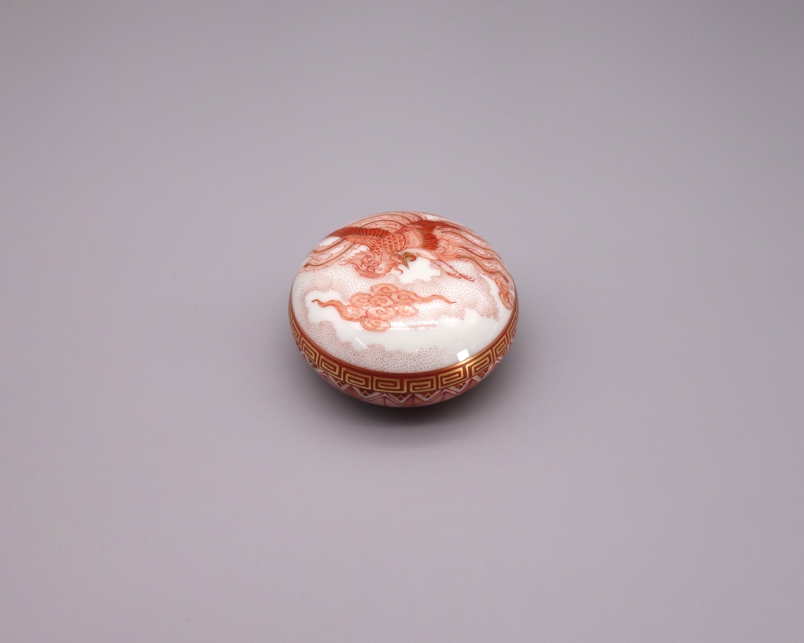 深付赤絵香合 香合 赤絵細描鳳凰図 [ 大酒清山 ]