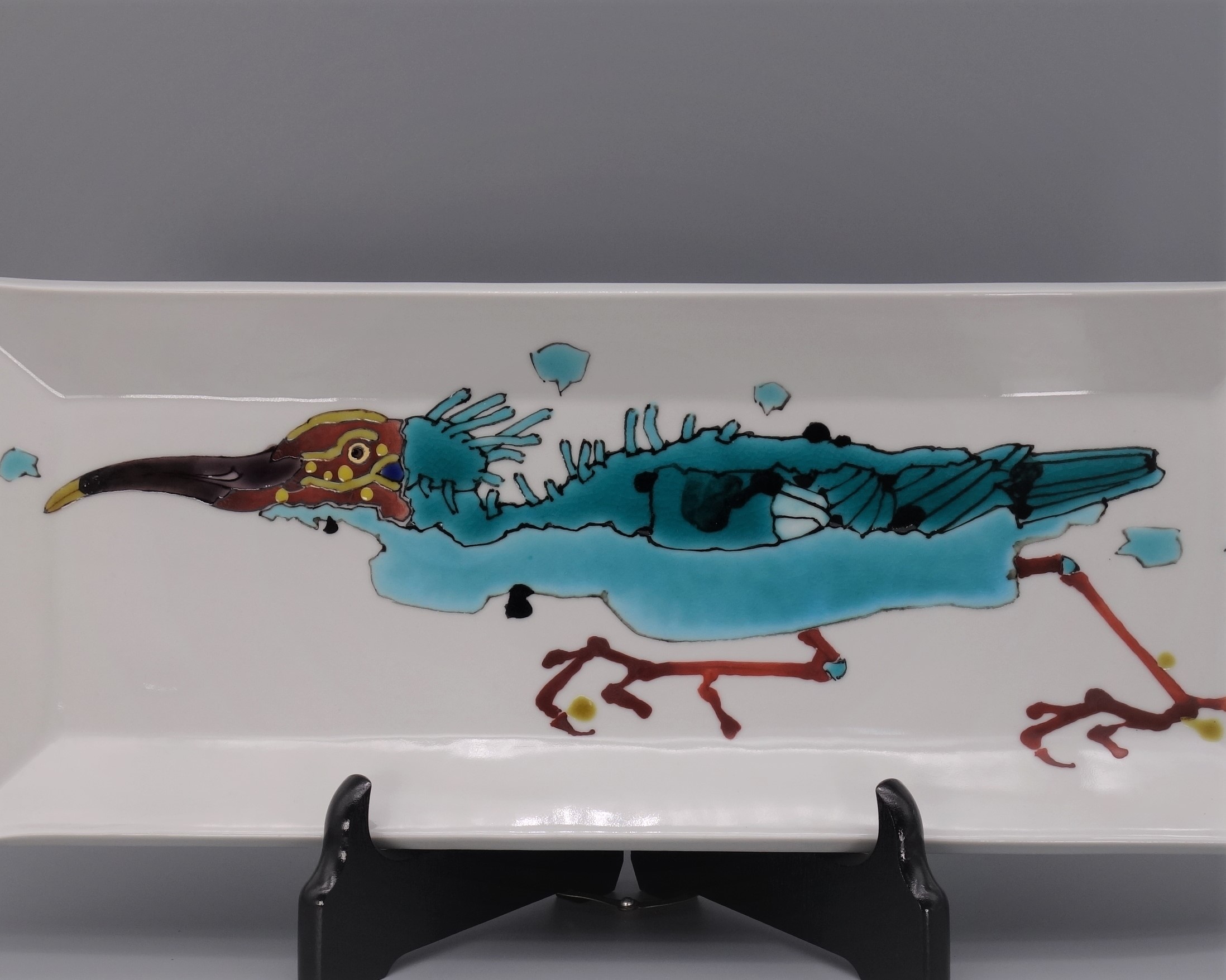 角長皿（13号） 鴇（トキ）の図 [ 武腰潤 ]