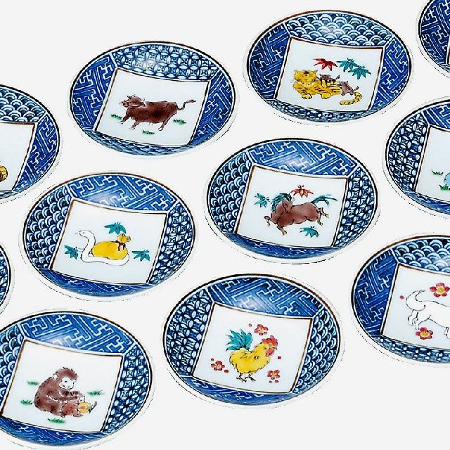 九谷焼ギフト ご贈答品 御祝い 九谷焼3.2号皿揃 十二支