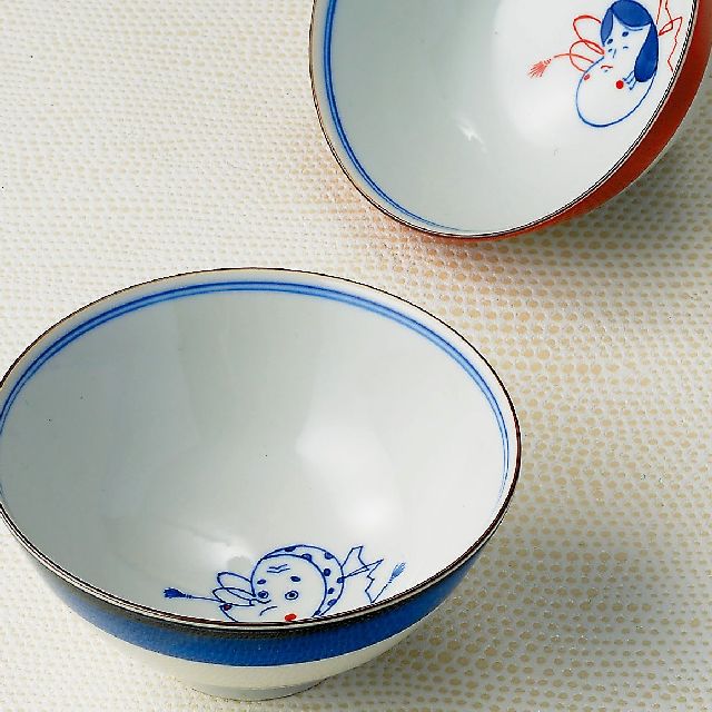 九谷焼ギフト ご贈答品 御祝い 九谷焼夫婦ご飯茶碗 おかめひょっとこ 長右衛門窯