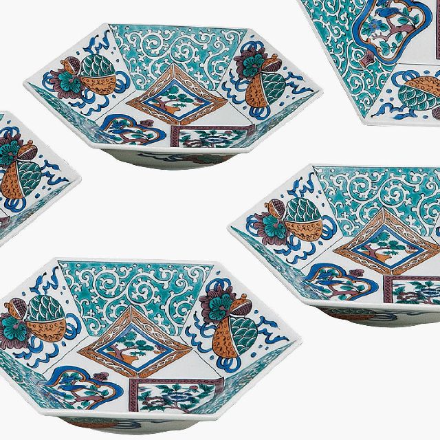 九谷焼ギフト ご贈答品 御祝い 九谷焼6号小鉢揃 色絵宝紋