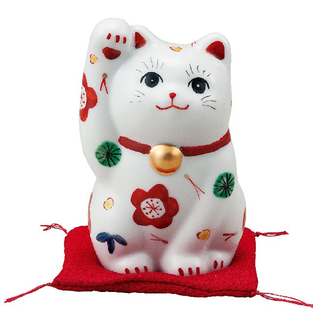 九谷焼ギフト ご贈答品 御祝い 九谷焼3.5号招き猫 松竹梅（布団付）