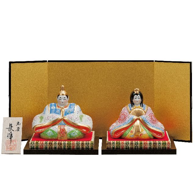 【送料無料】【雛人形】桃の節句 ギフト ご贈答品に 九谷焼5号雛人形 白盛 （台・敷物・立札・屏風付）