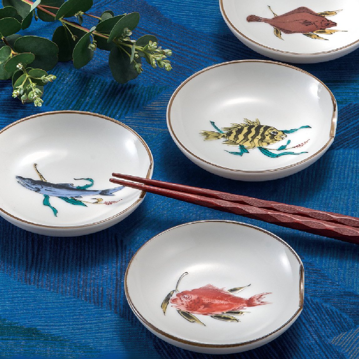 九谷焼ギフト ご贈答品 御祝い 九谷焼3号箸置小皿揃 魚文
