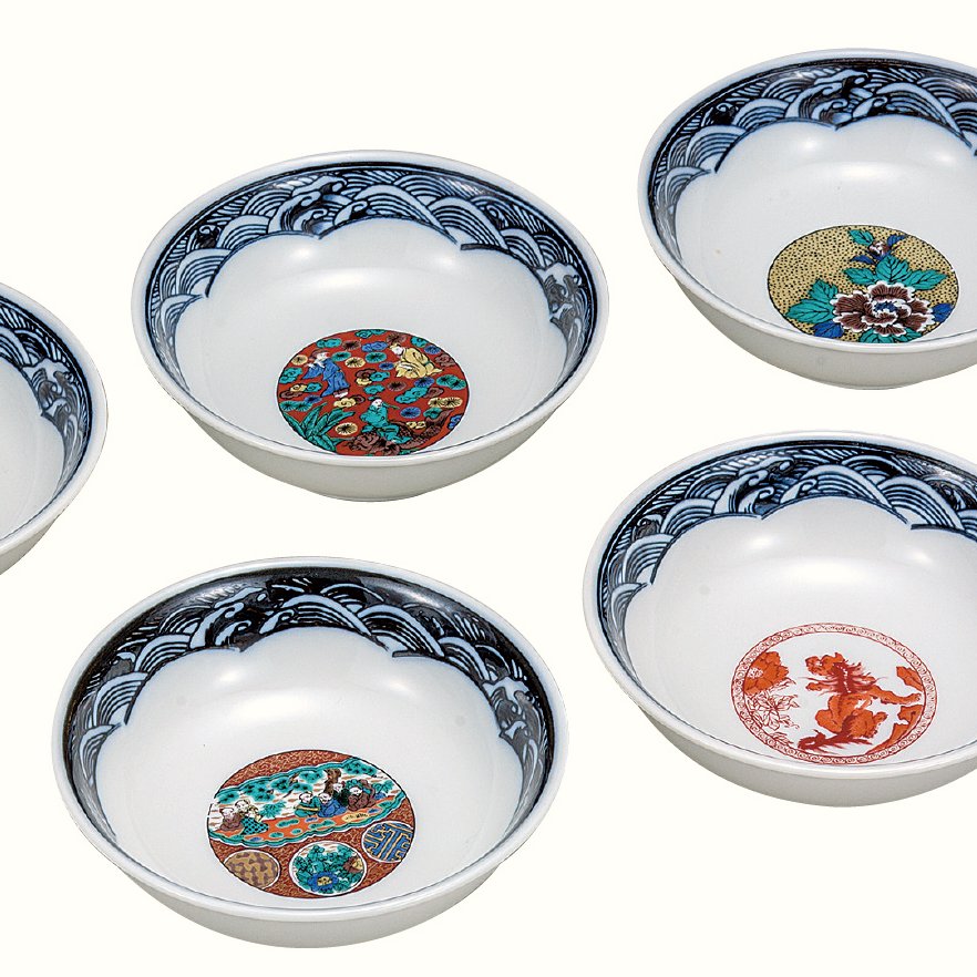九谷焼ギフト ご贈答品 御祝い 九谷焼4.5号小鉢揃 時代絵