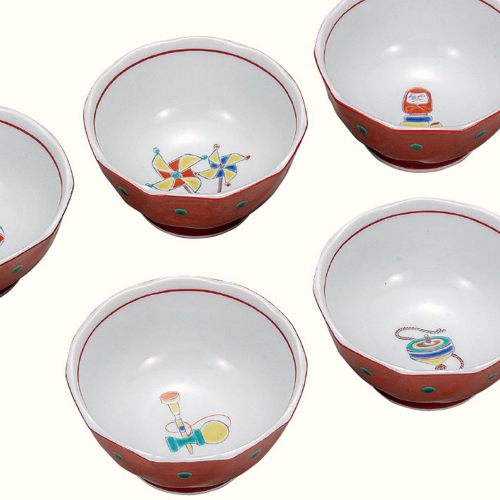 九谷焼ギフト ご贈答品 御祝い 九谷焼3.5号小鉢揃 江戸玩具