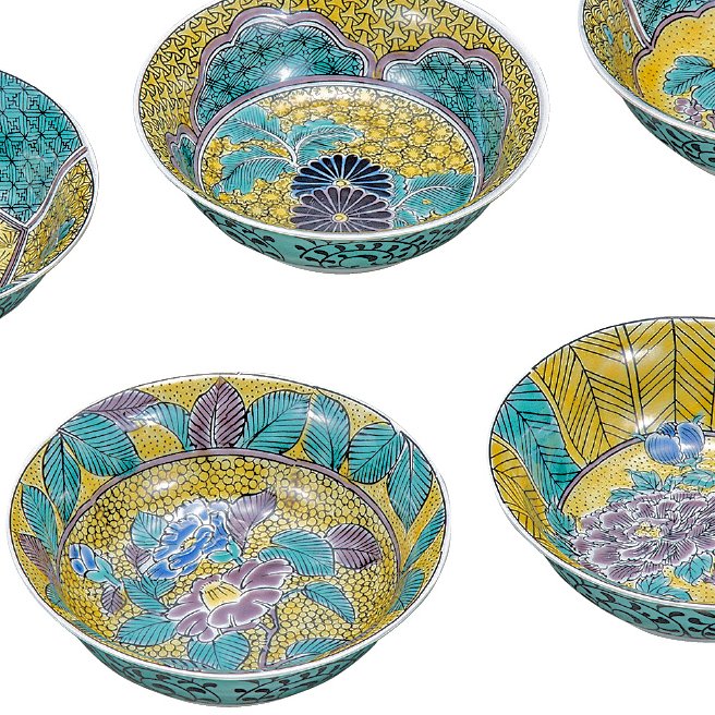 九谷焼ギフト ご贈答品 御祝い 九谷焼4号小鉢揃 吉田屋絵変り