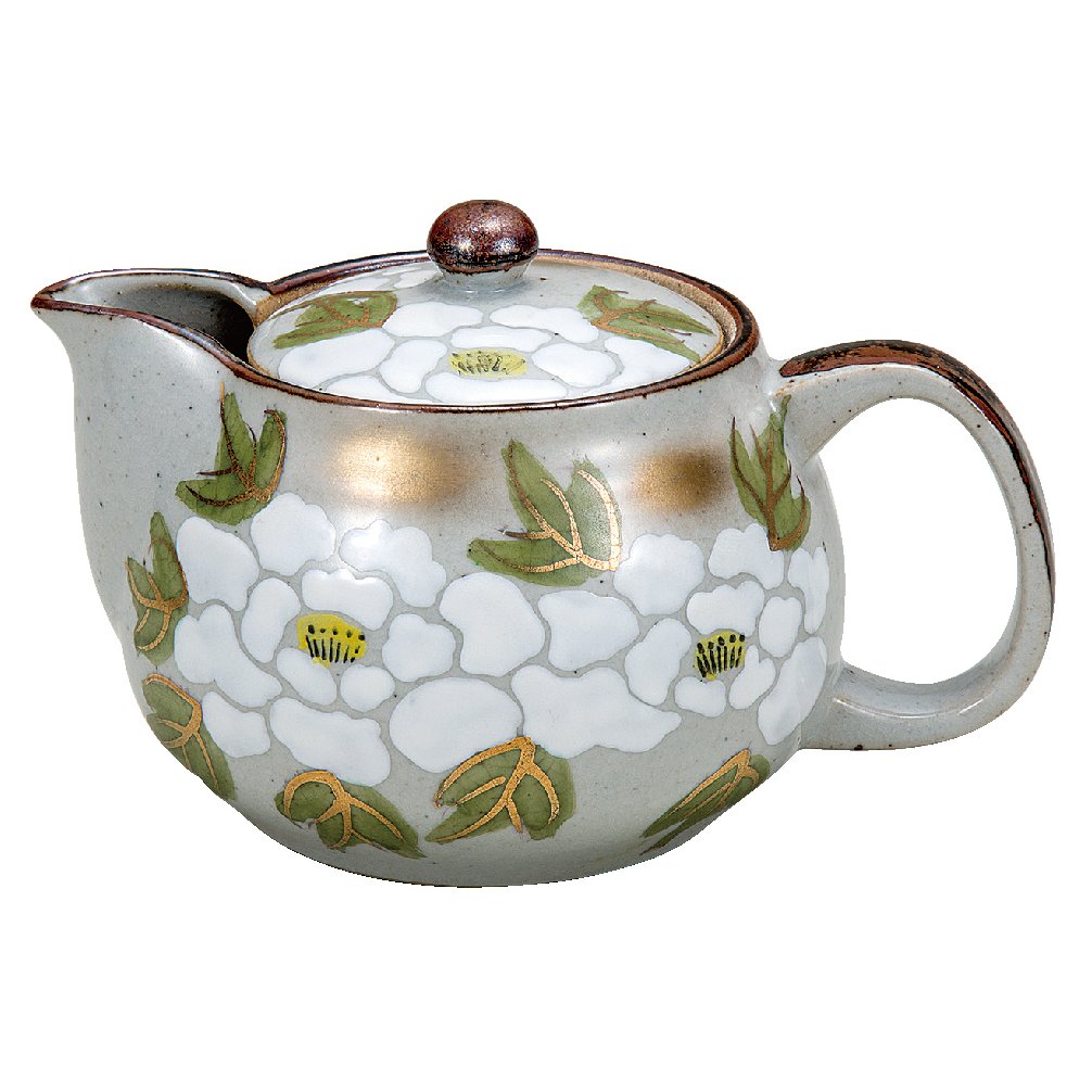 九谷焼ギフト ご贈答品 御祝い 九谷焼ポット急須 白牡丹 （網付）