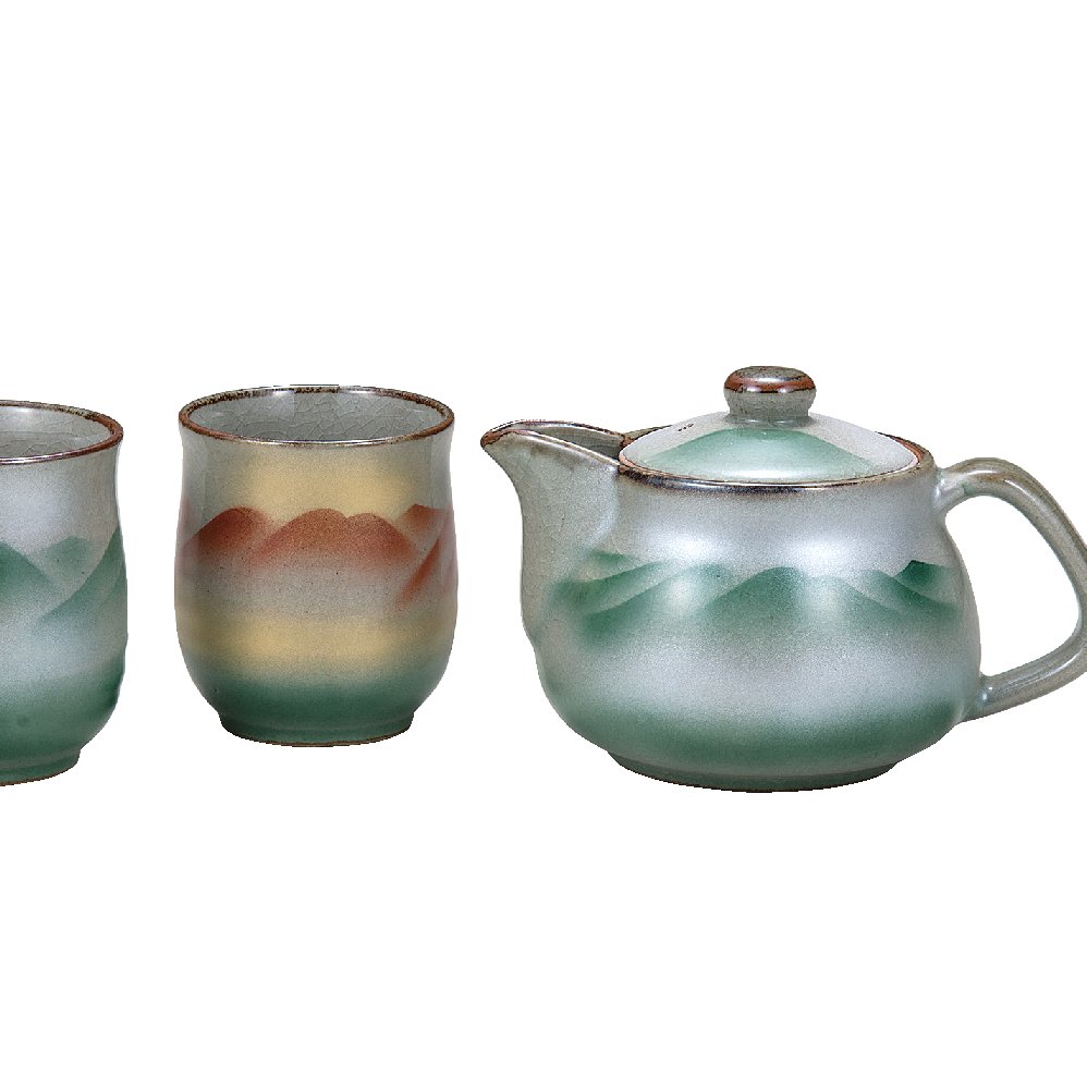 九谷焼ギフト ご贈答品 御祝い 九谷焼くつろぎ揃 連山 （網付）