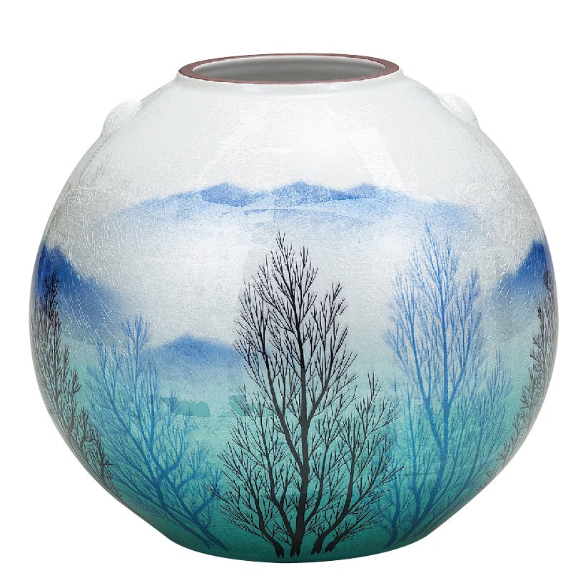 九谷焼ギフト ご贈答品 御祝い 九谷焼7号花瓶 銀彩木立