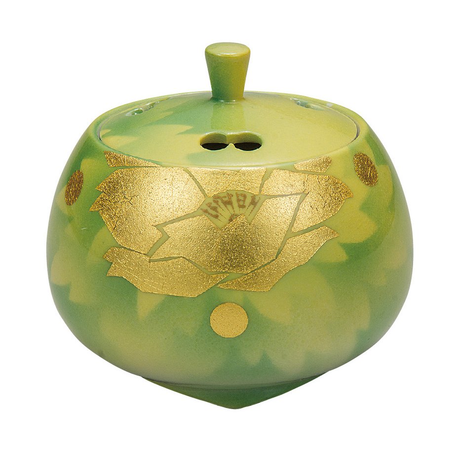 九谷焼高級ギフト ご贈答品 九谷焼3.5号香炉 金箔吉祥牡丹 山田登陽志