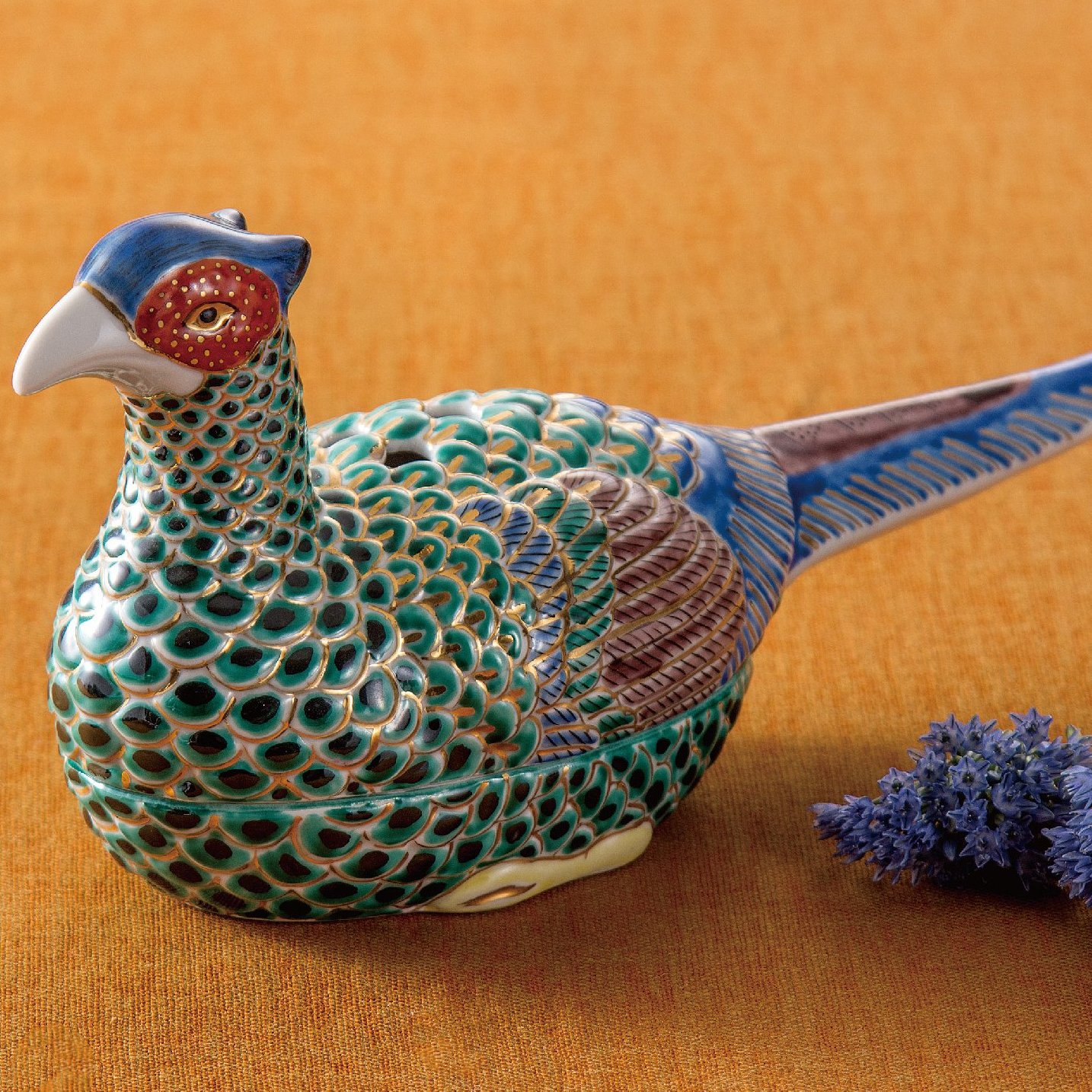 九谷焼高級ギフト ご贈答品 九谷焼8.5号雉香炉 仁清風