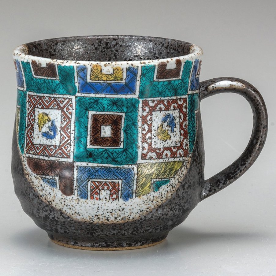 九谷焼ギフト ご贈答品 御祝い 九谷焼マグカップ 石畳文