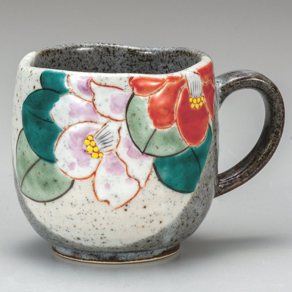 九谷焼ギフト ご贈答品 御祝い 九谷焼マグカップ 紅白椿