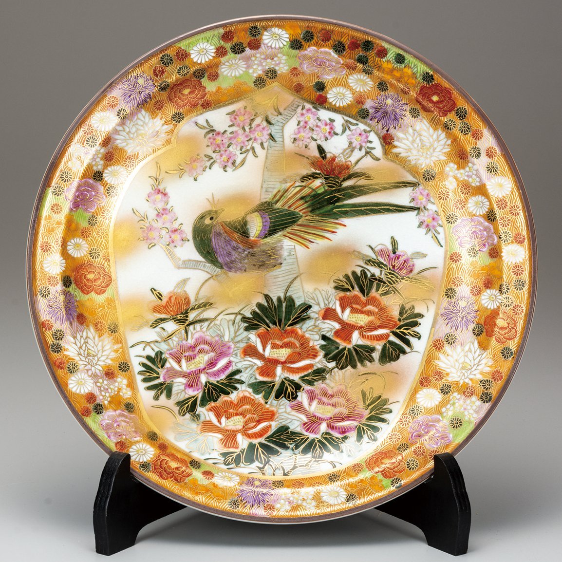 九谷焼ギフト ご贈答品 御祝い九谷焼12号飾皿 花詰（皿立付）