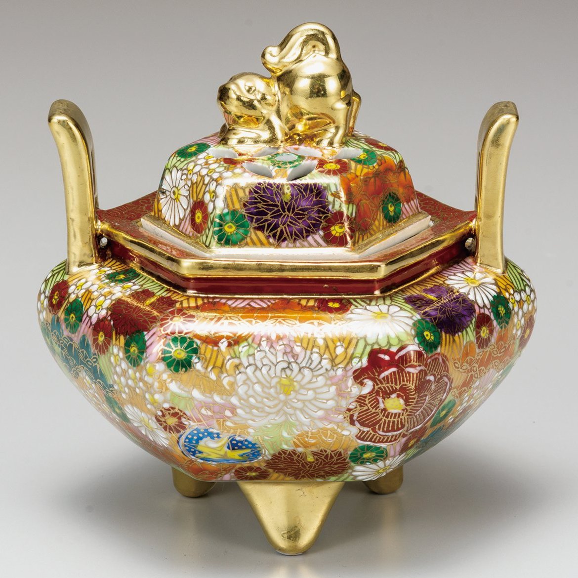 高級ギフト ご贈答品 九谷焼4.5号香炉 金花詰