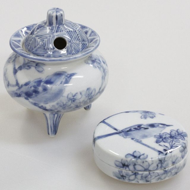 九谷焼アウトレット半額 !! ５０％OFF!! 九谷焼3号香炉セット 春 大井孝夫
