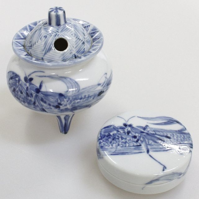 九谷焼アウトレット半額 !! ５０％OFF!! 九谷焼3号香炉セット 夏 大井孝夫