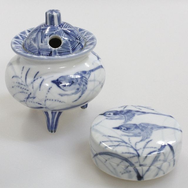 九谷焼アウトレット半額 !! ５０％OFF!! 九谷焼3号香炉セット 秋 大井孝夫