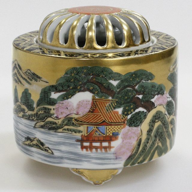 九谷焼アウトレット半額 !! ５０％OFF!! 九谷焼3.3号香炉 本金山水