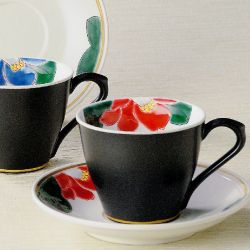 九谷焼ギフト ご贈答品 御祝い 九谷焼ペアコーヒー 色椿 福田良則
