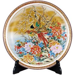 九谷焼ギフト ご贈答品 御祝い九谷焼12号飾皿 本金花鳥（皿立付） 光崖
