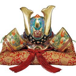 九谷焼ギフト 端午の節句 初節句御祝い 九谷焼10号兜 盛 （布団・立札付）