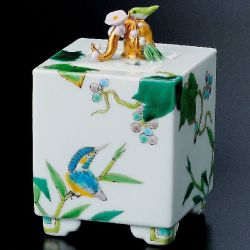 九谷焼作家 ギフト ご贈答品 御祝い九谷焼3.5号香炉 翡翠 高聡文